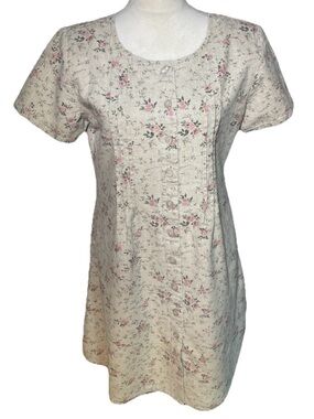 Vintage Bryn Connelly Floral Button-Front Short Sleeve Dress Midi Dress Size 8